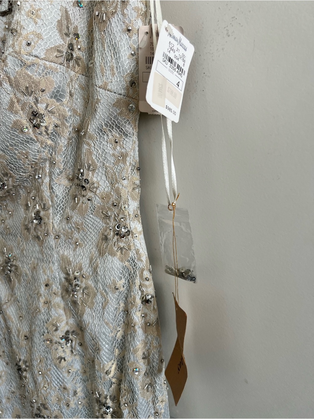Vintage Mandalay One Shoulder Beaded Lace Cocktail Dress Neiman Marcus NWT 4 - Picture 10 of 11